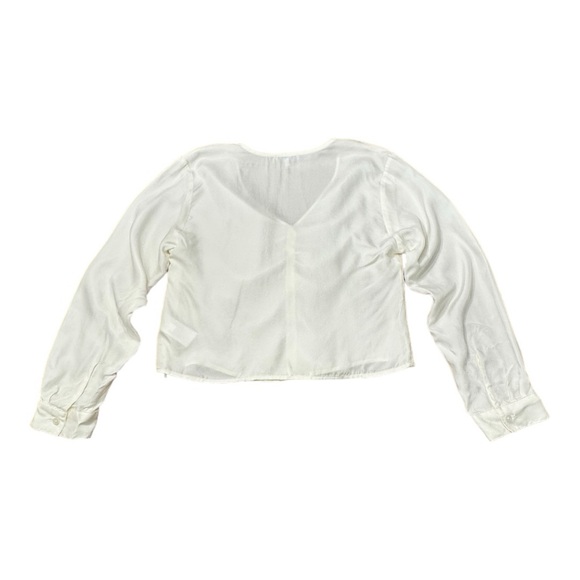 Madewell Brushed Ruched Front Ivory V-neck Long Sleeve Blouse Women’s Size 8 - Picture 5 of 14